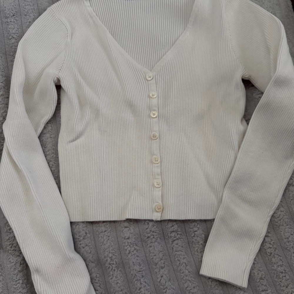 Brandy Melville Cream Ribbed Knit Top
